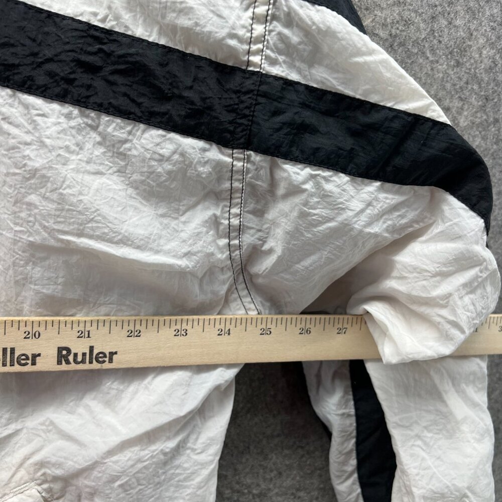 Reebok Jacket Mens XL Black White Full Zip Windbreaker Bomber Vintage 90s Track - Picture 3 of 11